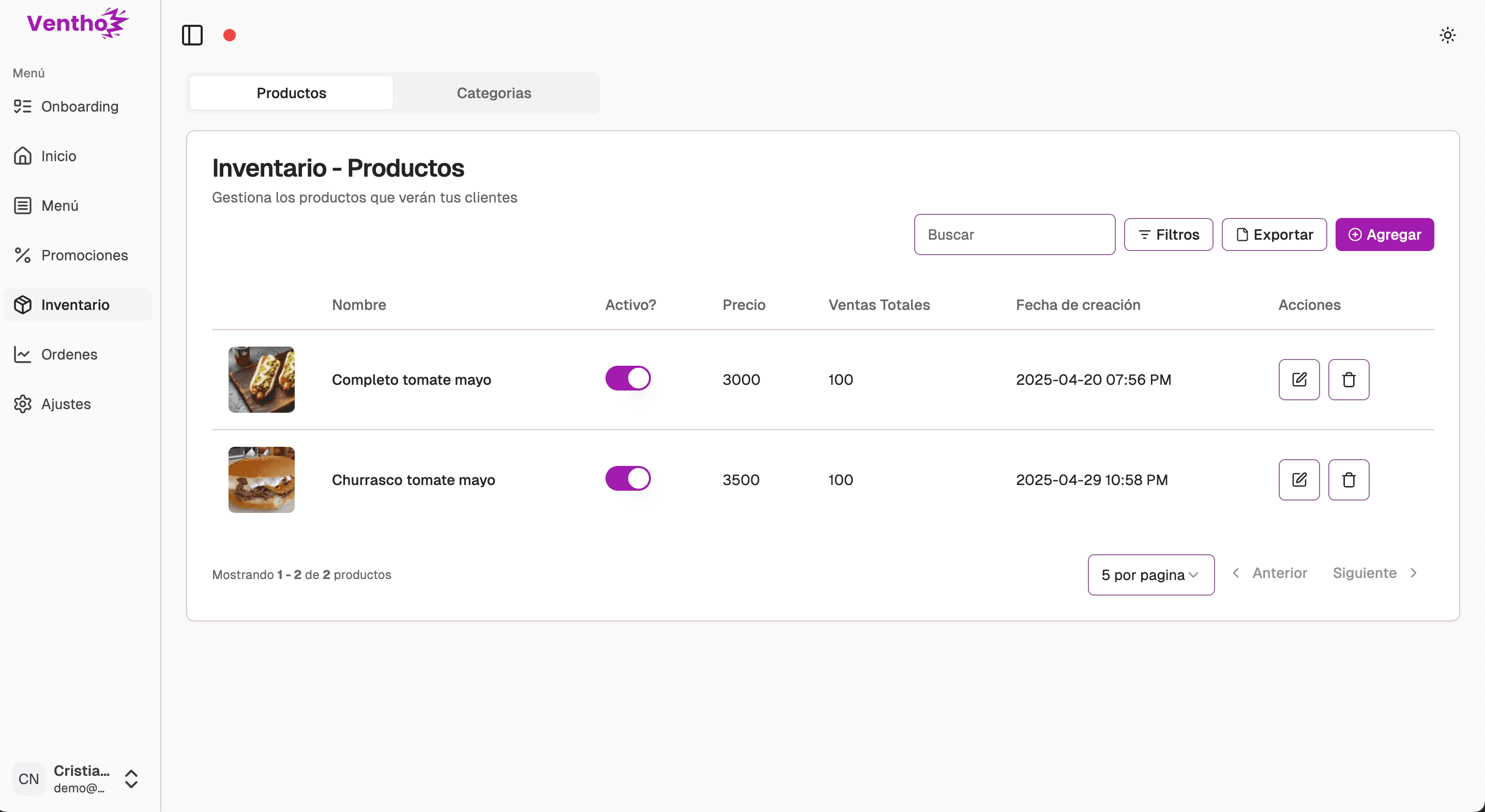 Gestión de inventario