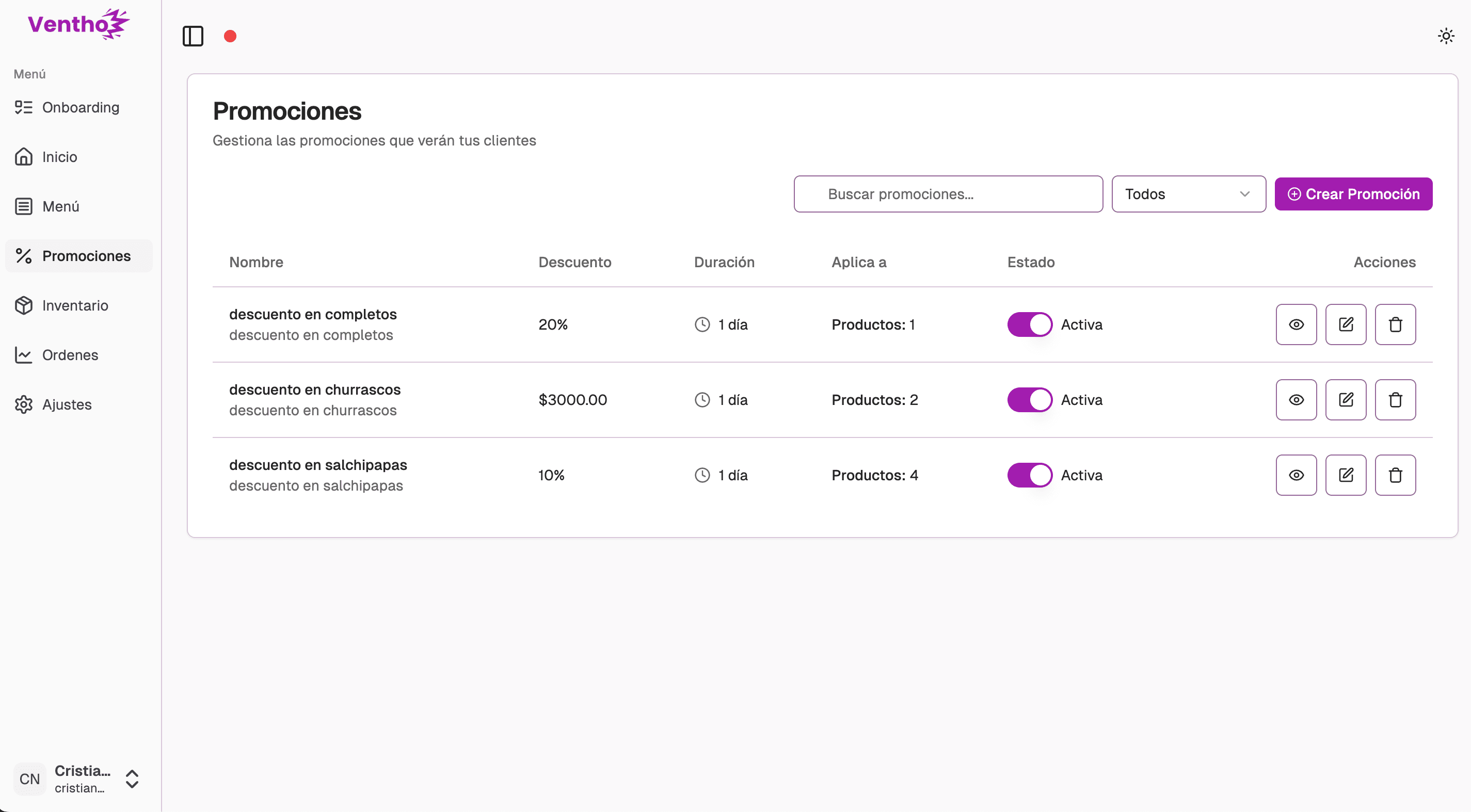Promociones y descuentos